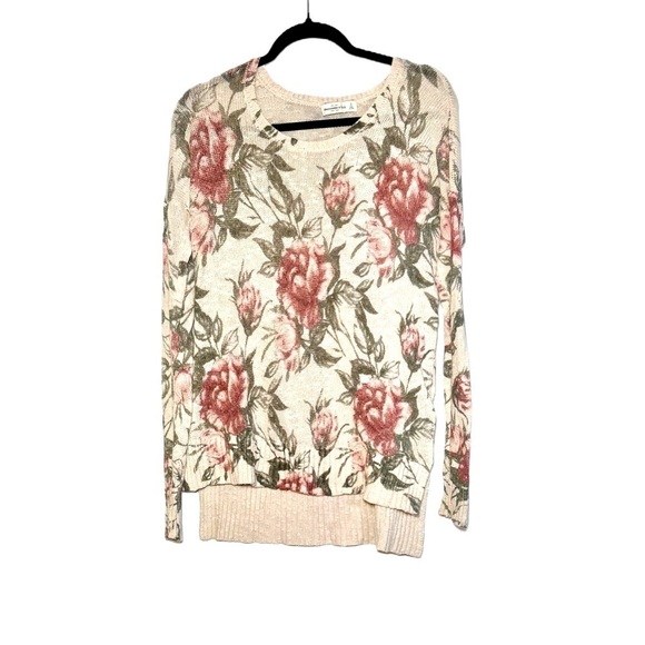 Abercrombie & Fitch Floral Boat Neck Long-Sleeved High-Low Sweater, S - Picture 6 of 15